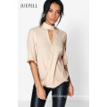 Cut out Neck Wrap Office Front Women Blouse